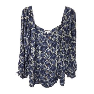 Angels Forever  Young Floral Square Neckline Pullover Blouse Size 3X Boho Hippie